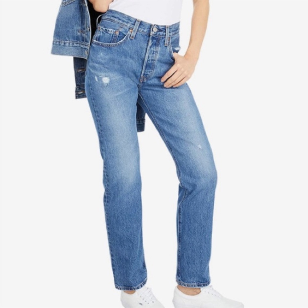 Levi’s Premium 501‎ Distressed Jeans Button Fly Straight Leg Big E Sz 25